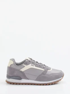 Boss – Sneaker aus Velour/Textil in Grau