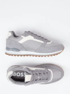 Boss – Sneaker aus Velour/Textil in Grau
