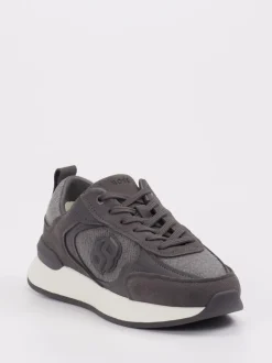 Boss – Sneaker aus Velour/Textil Anthrazitgrau