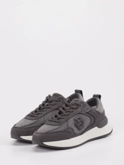 Boss – Sneaker aus Velour/Textil Anthrazitgrau