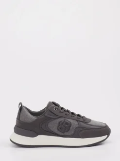 Boss – Sneaker aus Velour/Textil Anthrazitgrau