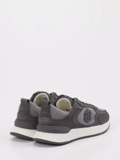 Boss – Sneaker aus Velour/Textil Anthrazitgrau