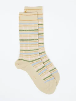 Burlington – Crew Socken aus Textil mit Pastellstreifen