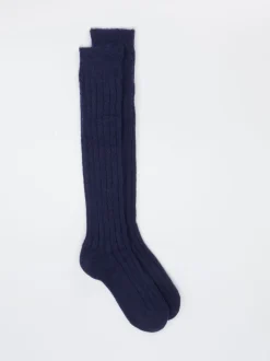 Burlington – Kniestrümpfe aus Wolle in Marineblau