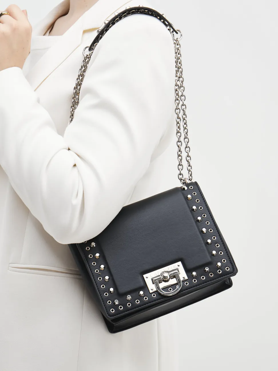 CAFèNOIR – Crossbody Bag aus Synthetikleder Schwarz