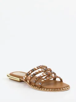 CAFèNOIR – Pantolette aus Kalbleder cognacbraun
