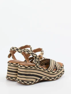CAFèNOIR – Plateau-Sandale aus geflochtenem Textil