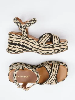 CAFèNOIR – Plateau-Sandale aus geflochtenem Textil