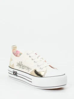 CAFèNOIR – Plateau-Sneaker aus Textil mit Goldakzenten