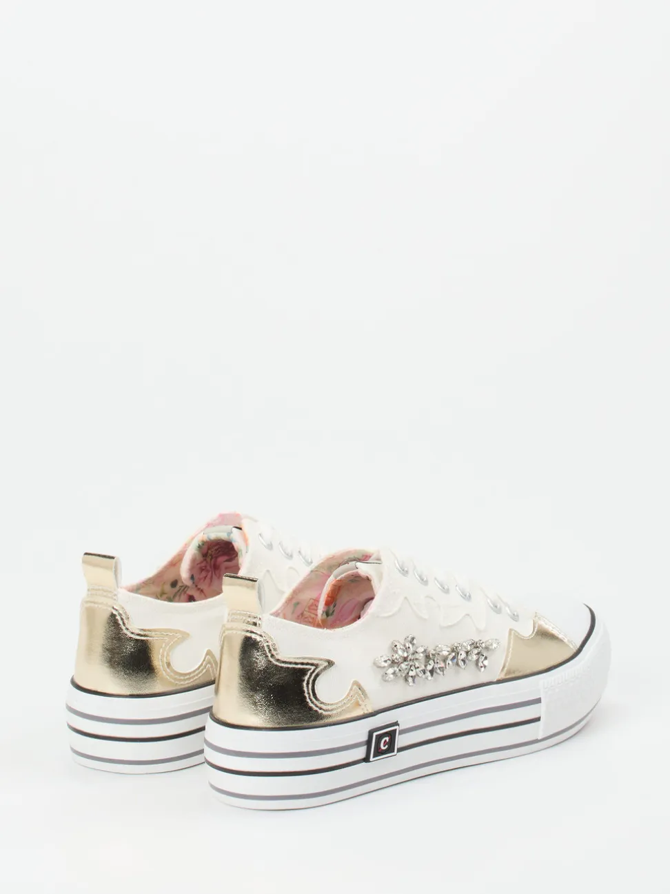 CAFèNOIR – Plateau-Sneaker aus Textil mit Goldakzenten