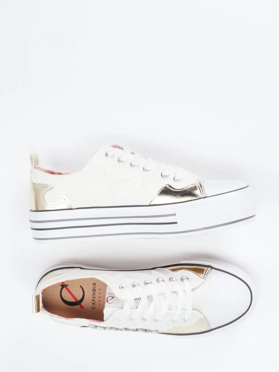 CAFèNOIR – Plateau-Sneaker aus Textil mit Goldakzenten