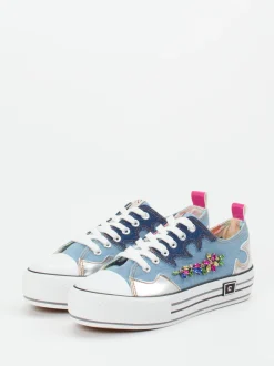 CAFèNOIR – Plateau-Sneaker aus Textil und Metallicleder