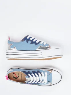 CAFèNOIR – Plateau-Sneaker aus Textil und Metallicleder