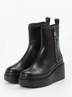 CAFèNOIR – Plateau-Stiefeletten aus Glattleder Schwarz