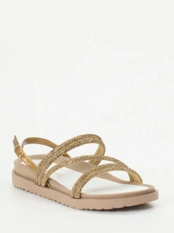 CAFèNOIR – Riemchensandale aus Metallicleder Gold
