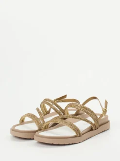 CAFèNOIR – Riemchensandale aus Metallicleder Gold