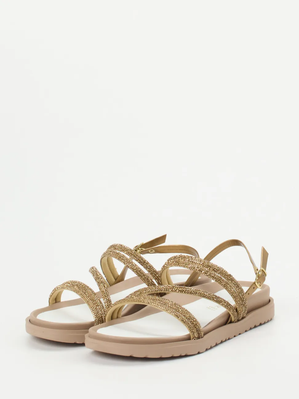 CAFèNOIR – Riemchensandale aus Metallicleder Gold