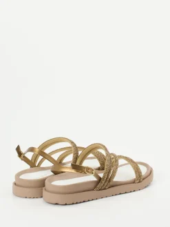 CAFèNOIR – Riemchensandale aus Metallicleder Gold
