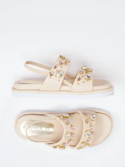CAFèNOIR – Sandalen aus Kalbleder mit Strass