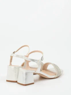 CAFèNOIR – Sandalette aus Metallicleder silber