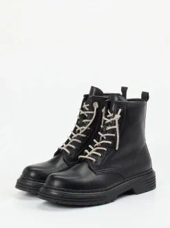 CAFèNOIR – Schnürboots aus Glattleder Schwarz