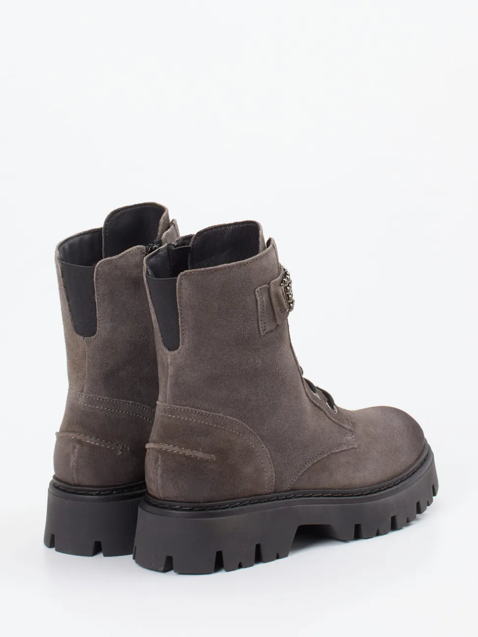 CAFèNOIR – Schnürboots aus Veloursleder Taupegrau