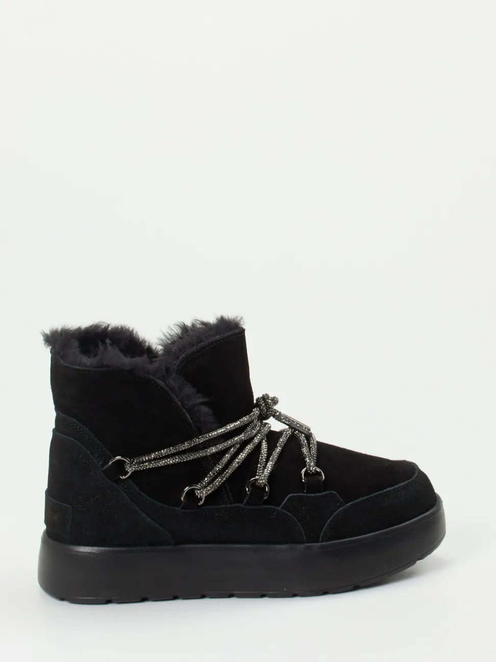 CAFèNOIR – Schnürstiefelette aus Veloursleder Schwarz