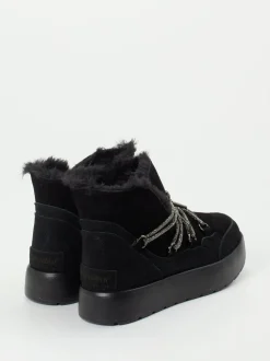 CAFèNOIR – Schnürstiefelette aus Veloursleder Schwarz