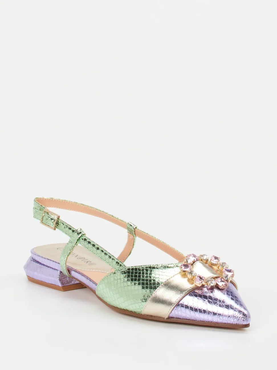 CAFèNOIR – Slingback-Ballerinas aus Metallicleder fliederfarben