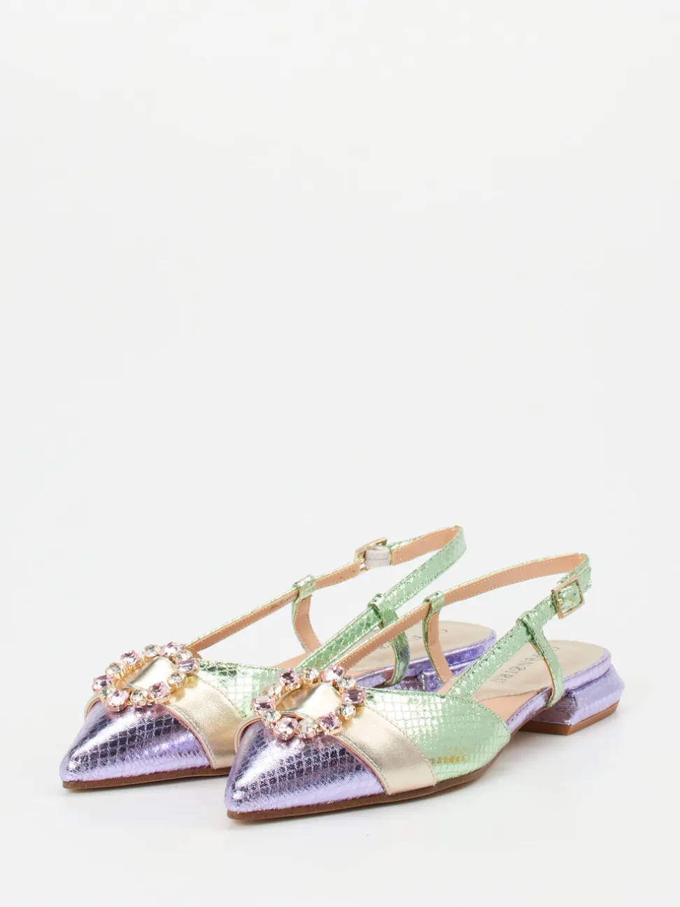 CAFèNOIR – Slingback-Ballerinas aus Metallicleder fliederfarben