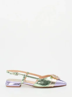 CAFèNOIR – Slingback-Ballerinas aus Metallicleder fliederfarben
