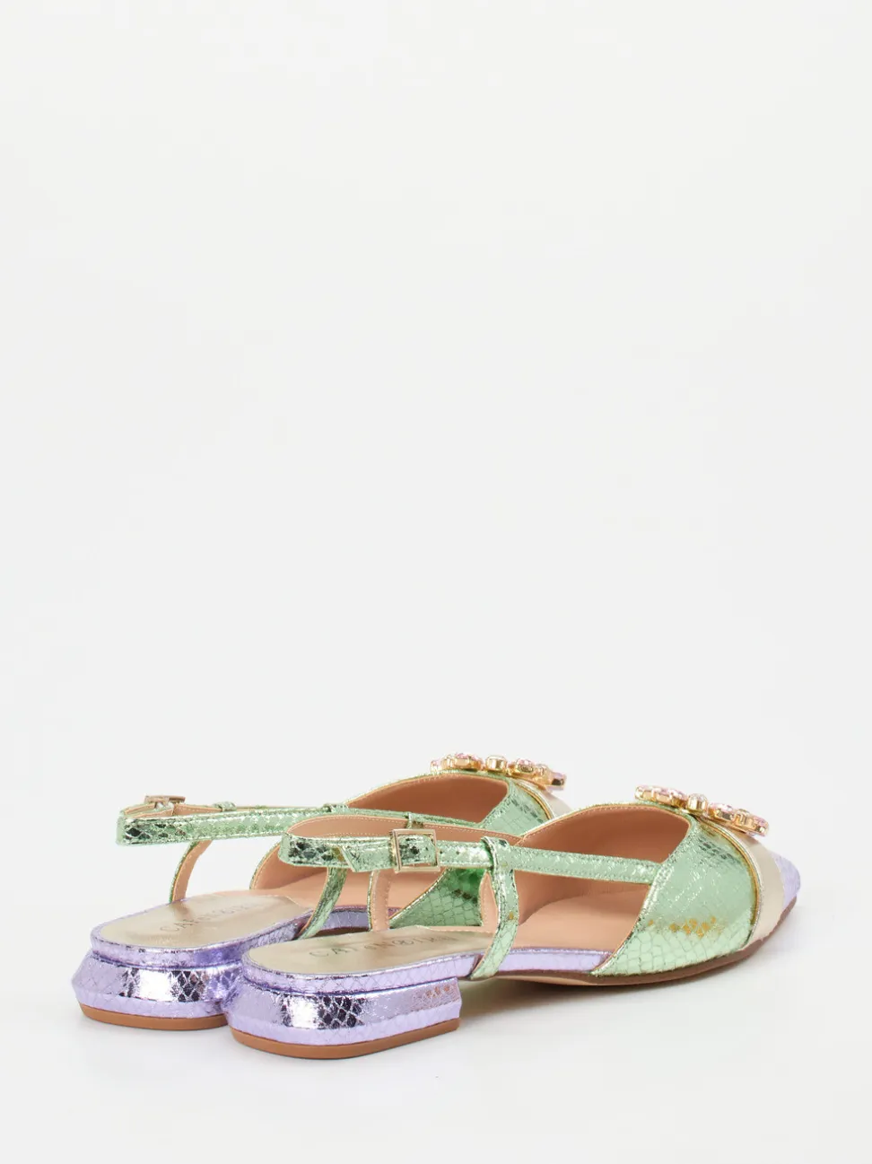 CAFèNOIR – Slingback-Ballerinas aus Metallicleder fliederfarben
