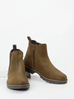 Camel Active – Chelsea Boots aus Nubukleder olivbraun