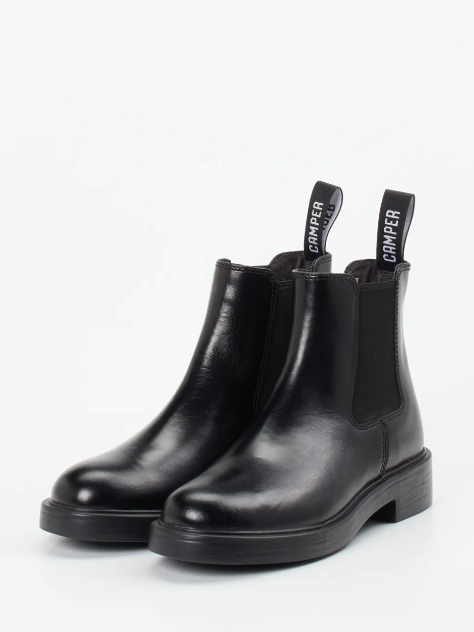 Camper – Chelsea Boots aus Glattleder schwarz