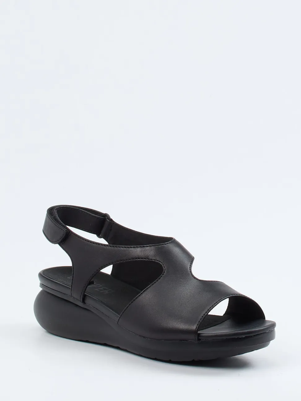 Camper – Keilsandalette aus Kalbleder schwarz