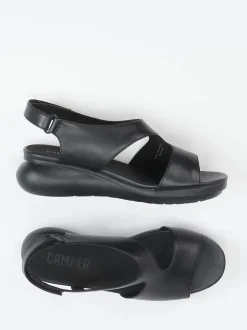 Camper – Keilsandalette aus Kalbleder schwarz