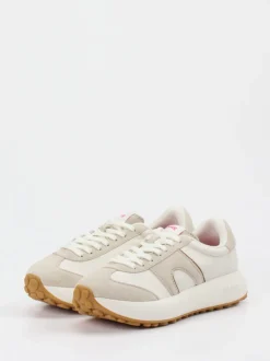 Camper – Retro-Sneaker aus Velours- und Glattleder Offwhite