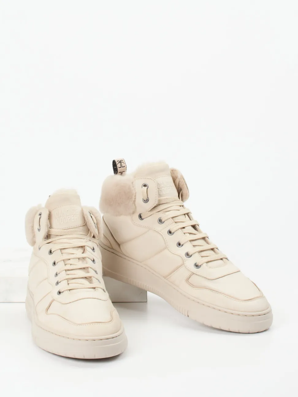 Candice Cooper – High-Top Sneaker aus Lammleder beige