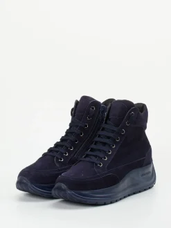 Candice Cooper – High-Top Sneaker aus Veloursleder Dunkelblau
