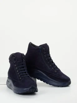 Candice Cooper – High-Top Sneaker aus Veloursleder Dunkelblau