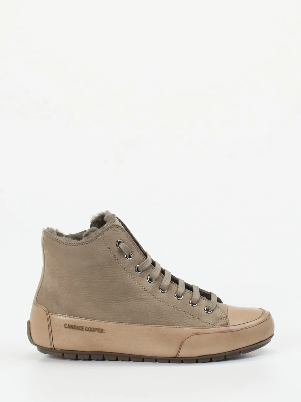 Candice Cooper – High-Top Sneaker aus Nubukleder Taupe