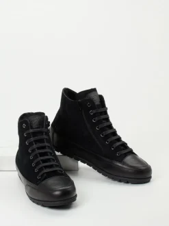 Candice Cooper – High-Top Sneaker aus Veloursleder schwarz
