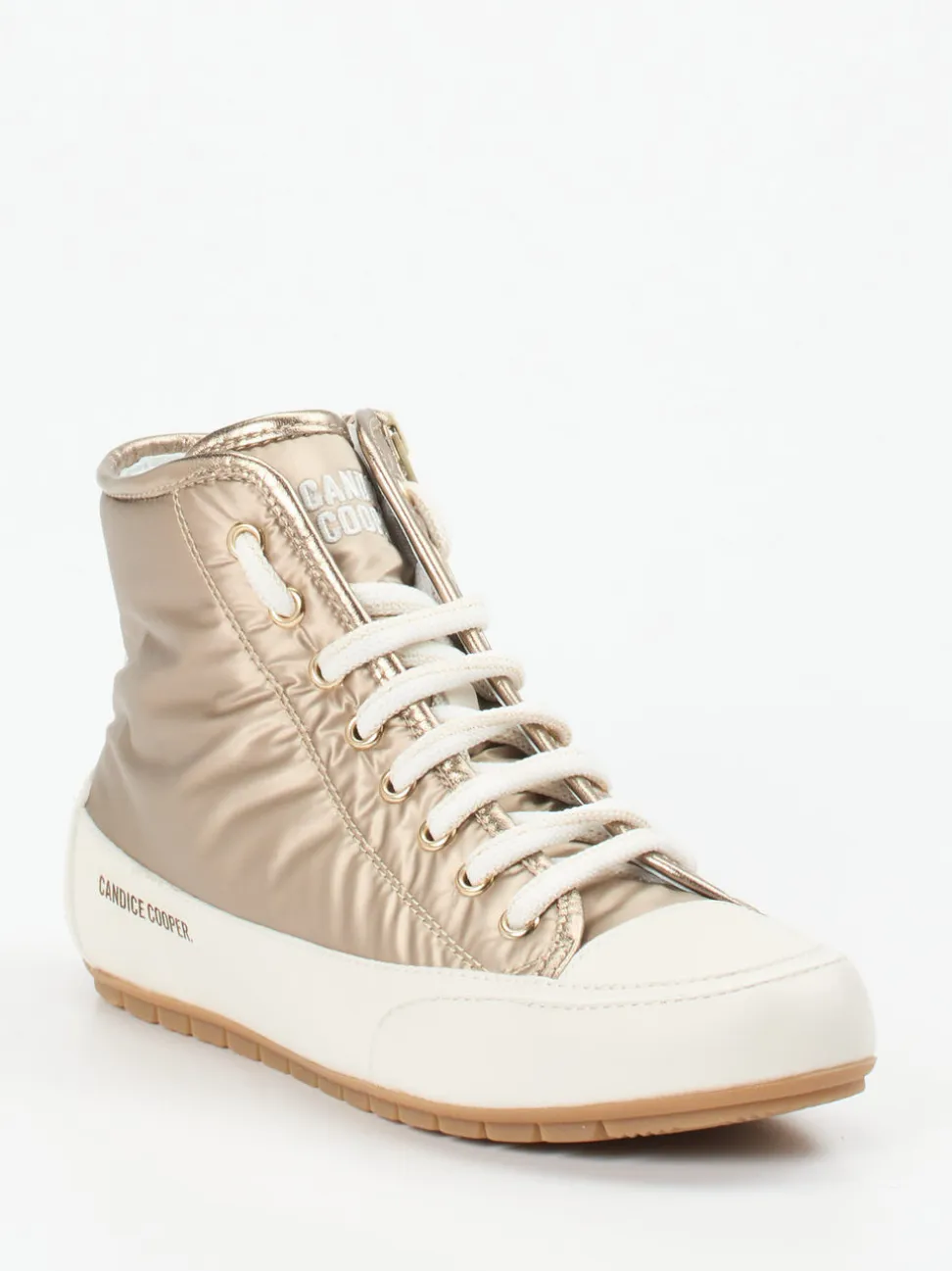 Candice Cooper – High-Top Sneaker aus Metallicleder Beige