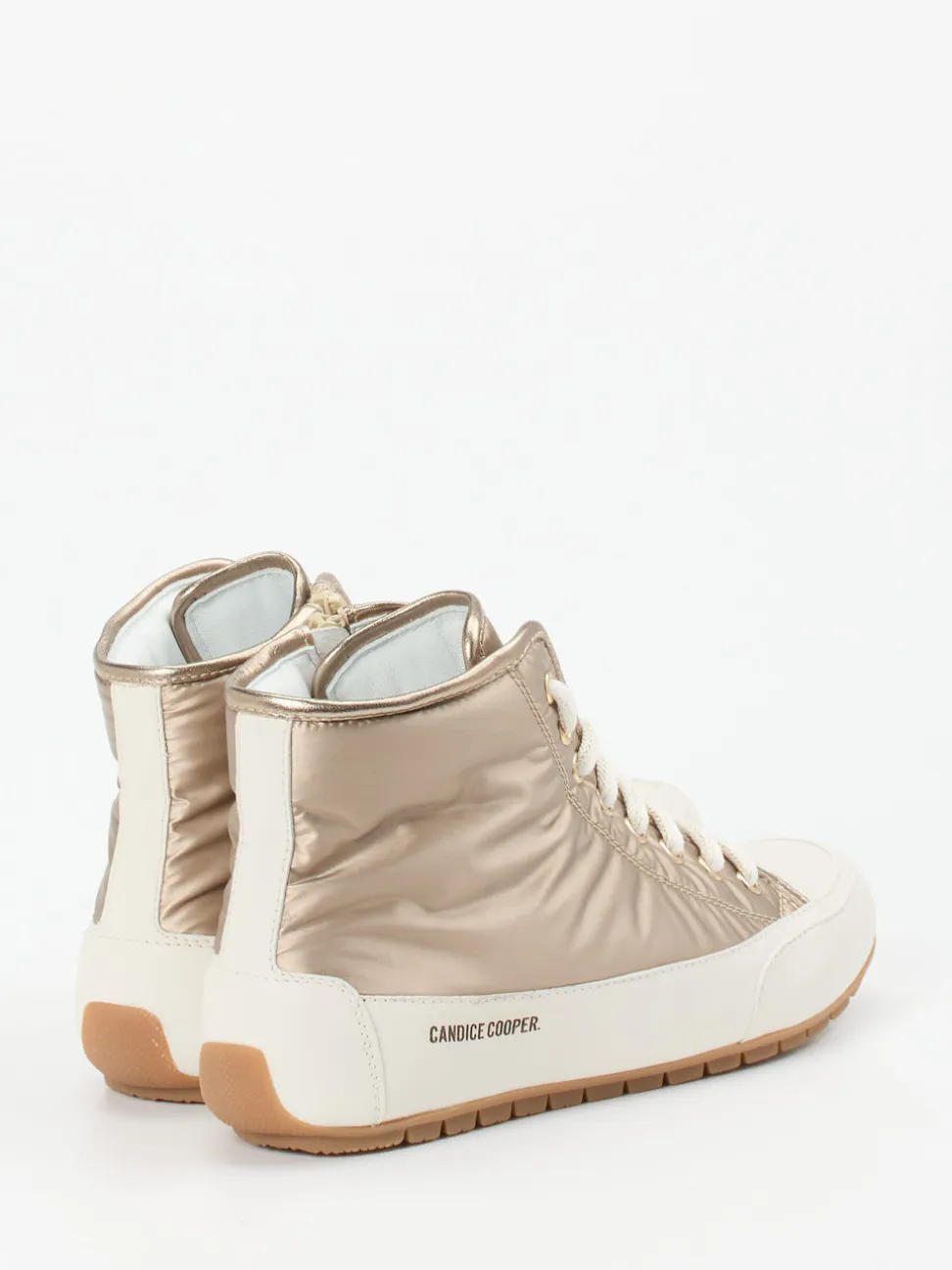 Candice Cooper – High-Top Sneaker aus Metallicleder Beige
