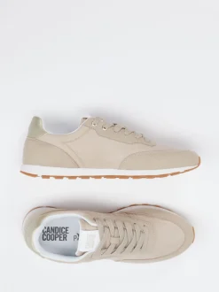 Candice Cooper – Retro-Sneaker aus Velour/Textil Beige