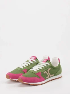 Candice Cooper – Retro-Sneaker aus Veloursleder Olivgrün