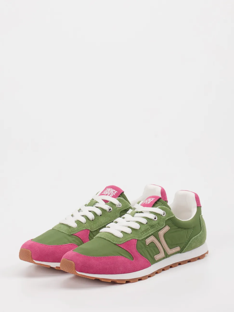 Candice Cooper – Retro-Sneaker aus Veloursleder Olivgrün