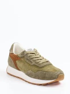 Candice Cooper – Retro-Sneaker aus Veloursleder olivgrün