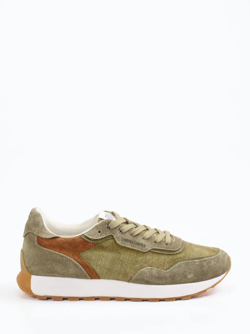 Candice Cooper – Retro-Sneaker aus Veloursleder olivgrün
