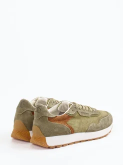 Candice Cooper – Retro-Sneaker aus Veloursleder olivgrün